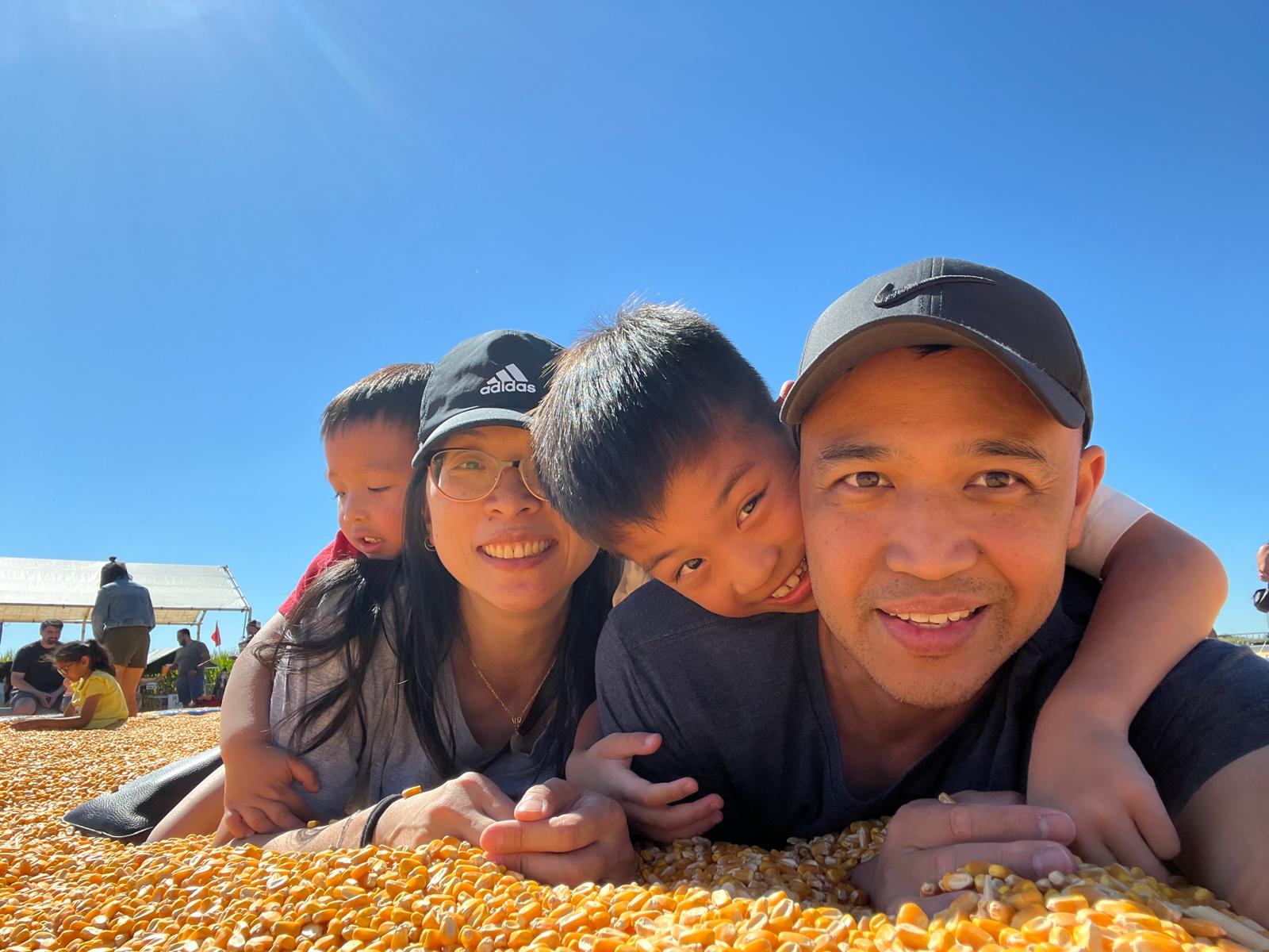 George's family at a pumpkin patch